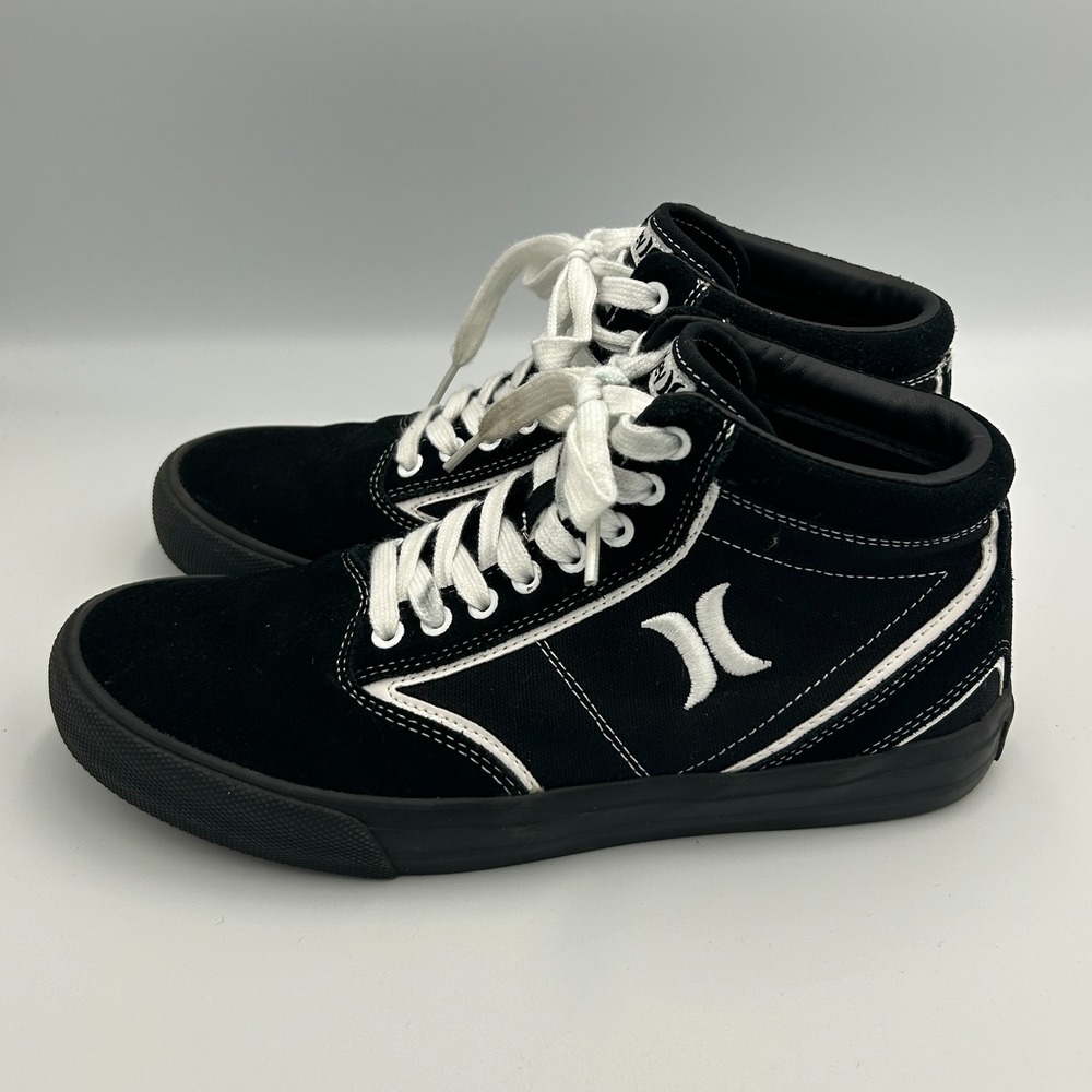 Hurley Men's 8 Skate Shoes Canvas Lace Up High Top‎ Kayo Chukka Black White 90s - Picture 6 of 13
